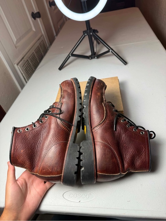 Red Wing 8146 Roughneck Brown Leather Moc Toe Vibram Chunky Sole Boots Sz 9 D main image 7